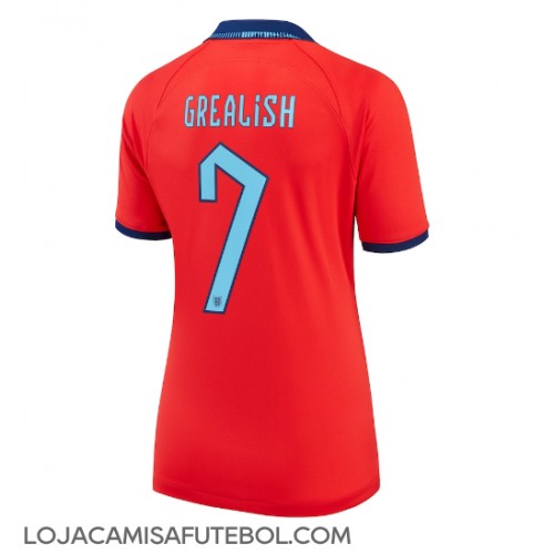 Camisa de Futebol Inglaterra Jack Grealish #7 Equipamento Secundário Mulheres Mundo 2022 Manga Curta